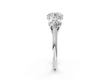 White gold Three-Stone Round Cut Solitaire Ring with Classic Band and Prong Setting_16