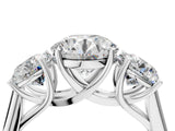 White gold Three-Stone Round Cut Solitaire Ring with Classic Band and Prong Setting_18