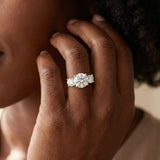 White gold Three-Stone Round Cut Solitaire Ring with Classic Band and Prong Setting_30
