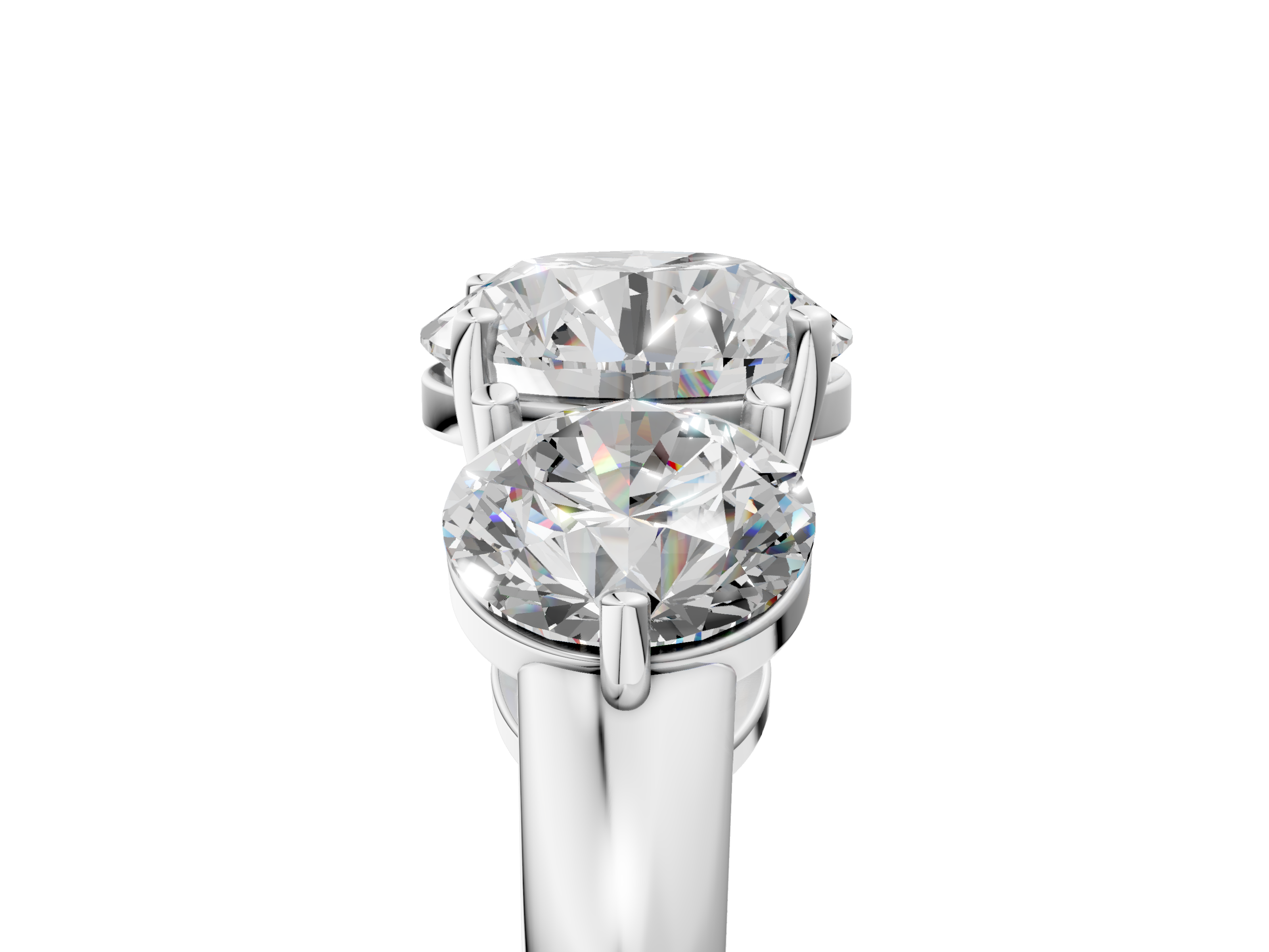 White gold Three-Stone Round Cut Solitaire Ring with Prong Setting on a Classic Band_115