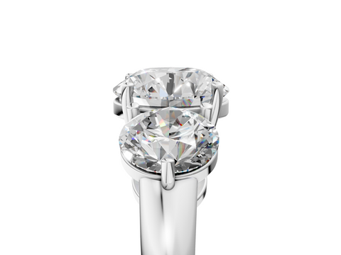 White gold Three-Stone Round Cut Solitaire Ring with Prong Setting on a Classic Band_115