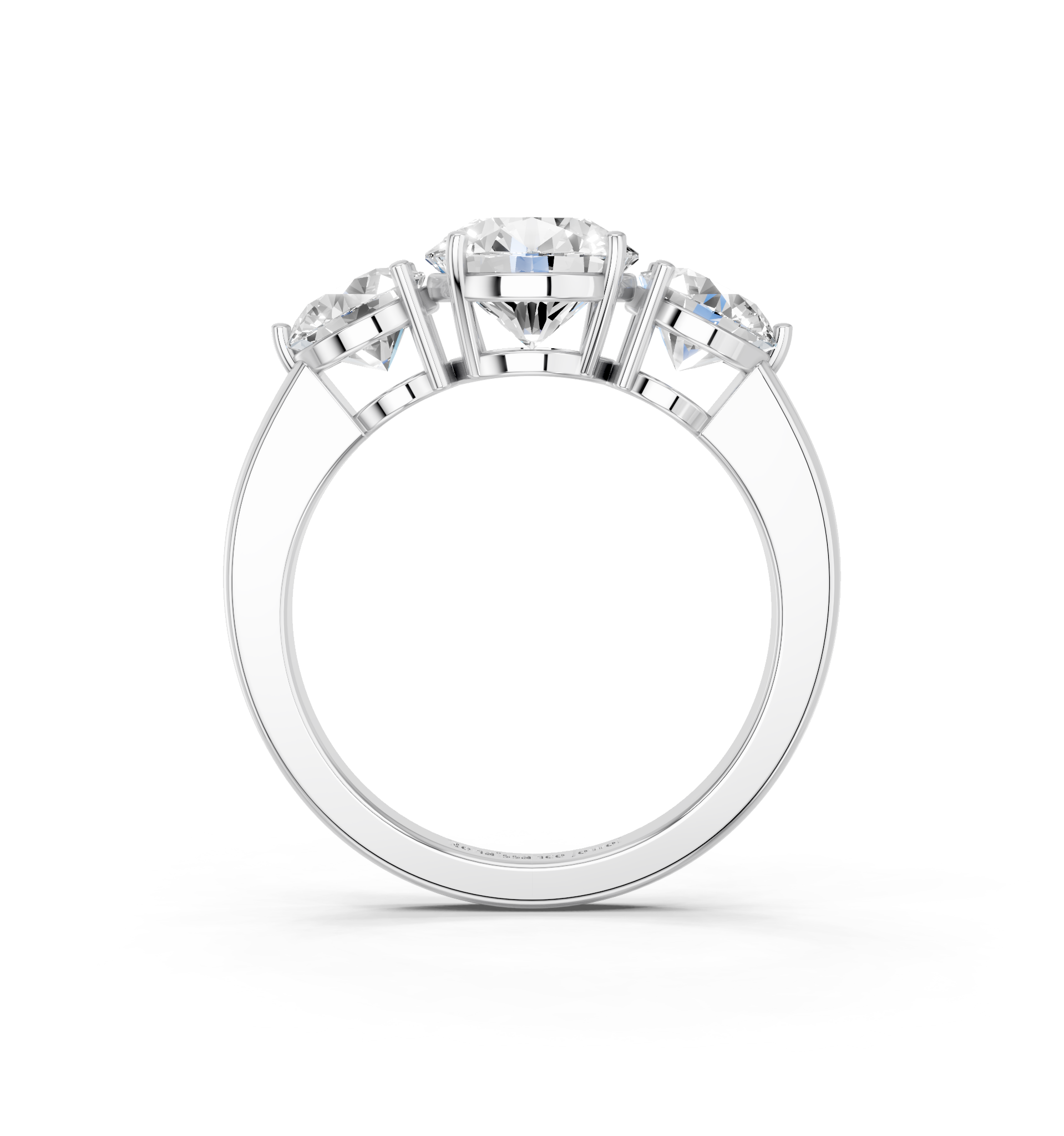 White gold Three-Stone Round Cut Solitaire Ring with Prong Setting on a Classic Band_37