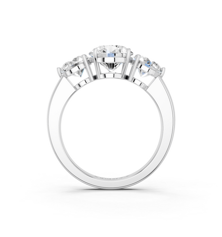 White gold Three-Stone Round Cut Solitaire Ring with Prong Setting on a Classic Band_37