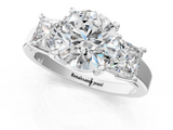 White gold Three-Stone Round Cut Solitaire Ring with Prong Setting_4