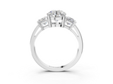 White gold Three-Stone Round Cut Solitaire Ring with Prong Setting_6