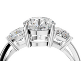White gold Three-Stone Round Cut Solitaire Ring with Prong Setting_7