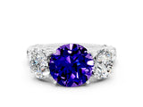 White gold Three-Stone Round Cut Tanzanite Braided Band Ring with Four-Prong Setting_12