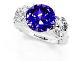 White gold Three-Stone Round Cut Tanzanite Braided Band Ring with Four-Prong Setting_13