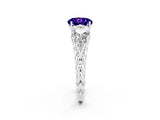 White gold Three-Stone Round Cut Tanzanite Braided Band Ring with Four-Prong Setting_14