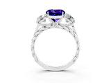 White gold Three-Stone Round Cut Tanzanite Braided Band Ring with Four-Prong Setting_15