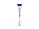 White gold Three-Stone Round Cut Tanzanite Pavé Band with Four-Prong Setting_2