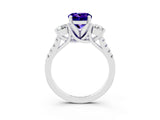 White gold Three-Stone Round Cut Tanzanite Pavé Band with Four-Prong Setting_3