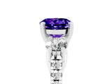 White gold Three-Stone Round Cut Tanzanite Pavé Band with Four-Prong Setting_5