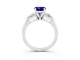White gold Three-Stone Round Cut Tanzanite Ring with Pear Side Stones and Four-Prong Setting_21