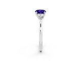 White gold Three-Stone Round Cut Tanzanite Ring with Pear  Side Stones in Four-Prong Setting_50