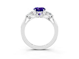 White gold Three-Stone Round Cut Tanzanite Ring with Pear  Side Stones in Four-Prong Setting_51
