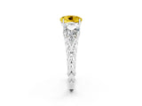 White gold Three-Stone Round Cut Yellow Sapphire Braided Band Ring with Four-Prong Setting_38