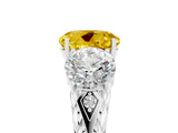 White gold Three-Stone Round Cut Yellow Sapphire Braided Band Ring with Four-Prong Setting_41