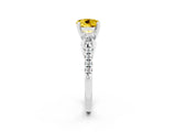 White gold Three-Stone Round Cut Yellow Sapphire Pavé Band with Four-Prong Setting_26