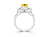 White gold Three-Stone Round Cut Yellow Sapphire Pavé Band with Four-Prong Setting_27