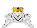 White gold Three-Stone Round Cut Yellow Sapphire Pavé Band with Four-Prong Setting_28