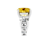 White gold Three-Stone Round Cut Yellow Sapphire Pavé Band with Four-Prong Setting_29