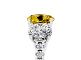 White gold Three-Stone Round Cut Yellow Sapphire Ring with Pavé Band and Prong Setting_41