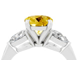 White gold Three-Stone Round Cut Yellow Sapphire Ring with Pear Side Stones and Four-Prong Setting_47