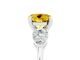 White gold Three-Stone Round Cut Yellow Sapphire Ring with Pear Side Stones and Four-Prong Setting_48