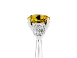 White gold Three-Stone Round Cut Yellow Sapphire Ring with Pear  Side Stones in Four-Prong Setting_17