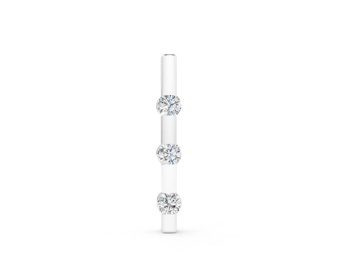 White gold Three-Stone Round Diamond Bar Pendant with Channel Setting_3