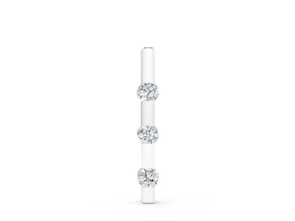White gold Three-Stone Round Diamond Bar Pendant with Channel Setting