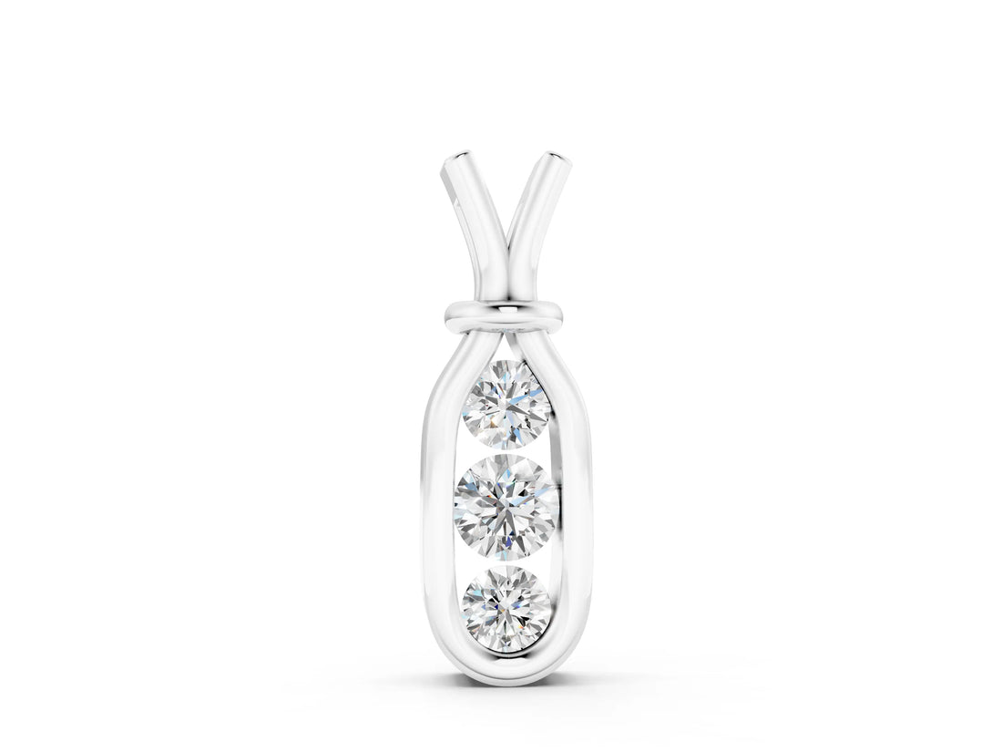 White gold Three-Stone Round Diamond Bezel Pendant_14