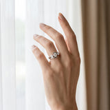 White gold Three-Stone Round Diamond Bypass Band with Prong Setting_22