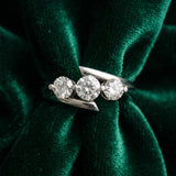 White gold Three-Stone Round Diamond Bypass Band with Prong Setting_25