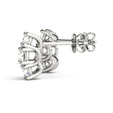 White gold Three-Stone Round Diamond Channel Band Prong-Set Earrings 1