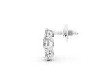 White gold Three-Stone Round Diamond Channel Band Prong-Set Earrings_10