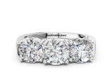 White gold Three-Stone Round Diamond Channel Band with Prong Setting_26