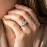 White gold Three-Stone Round Diamond Channel Band with Prong Setting_30