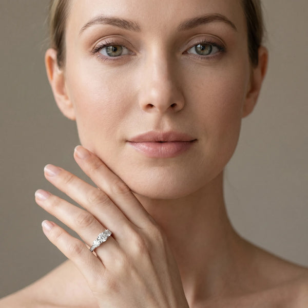 White gold Three-Stone Round Diamond Channel-Set Band with Prong Setting