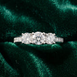 White gold Three-Stone Round Diamond Channel-Set Band with Prong Setting_21