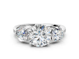 White gold Three-Stone Round Diamond Channel Set Engagement Ring with Prong Setting_11