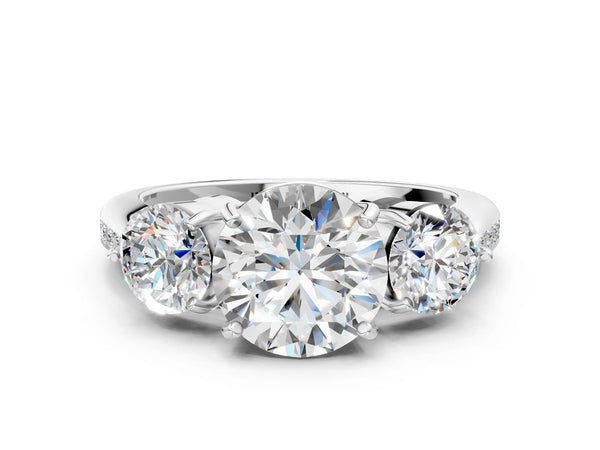 White gold Three-Stone Round Diamond Channel Set Engagement Ring with Prong Setting