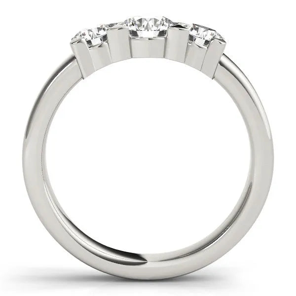 White gold Three-Stone Round Diamond Classic Band with Prong Setting