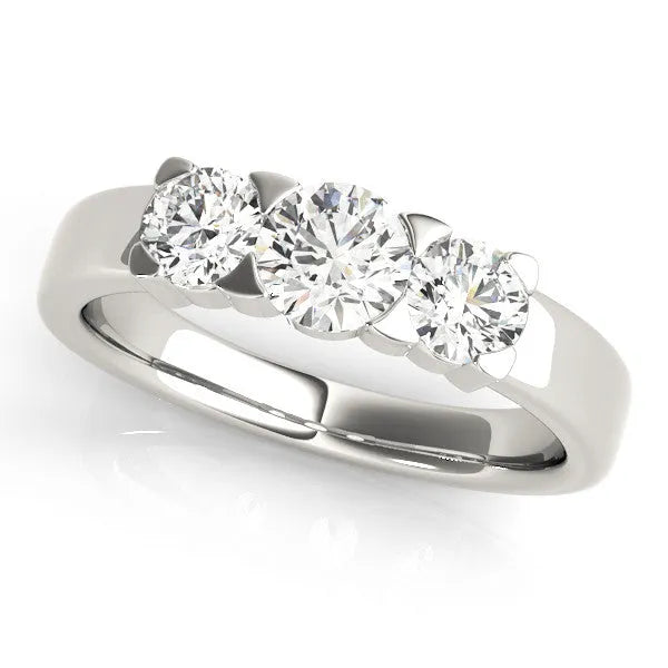 White gold Three-Stone Round Diamond Classic Band with Prong Setting