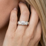 White gold Three-Stone Round Diamond Classic Band with Prong Setting_29