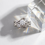 White gold Three-Stone Round Diamond Crossover Band with Channel Prong Setting_24