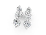 White gold Three-Stone Round Diamond Drop Earrings with Prong Setting on White Gold_9