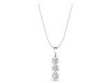 White gold Three-Stone Round Diamond Drop Pendant with Four-Prong Setting_15