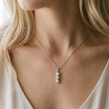 White gold Three-Stone Round Diamond Drop Pendant with Four-Prong Setting_17